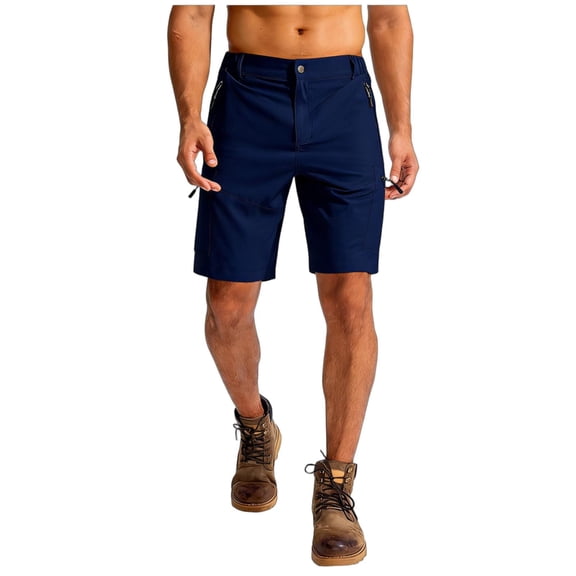 Nestiefly Mens Golf Shorts Quick Dry Stretch Lightweight Elastic Waist Work Hiking Summer Dress Shorts with Pockets Navy L