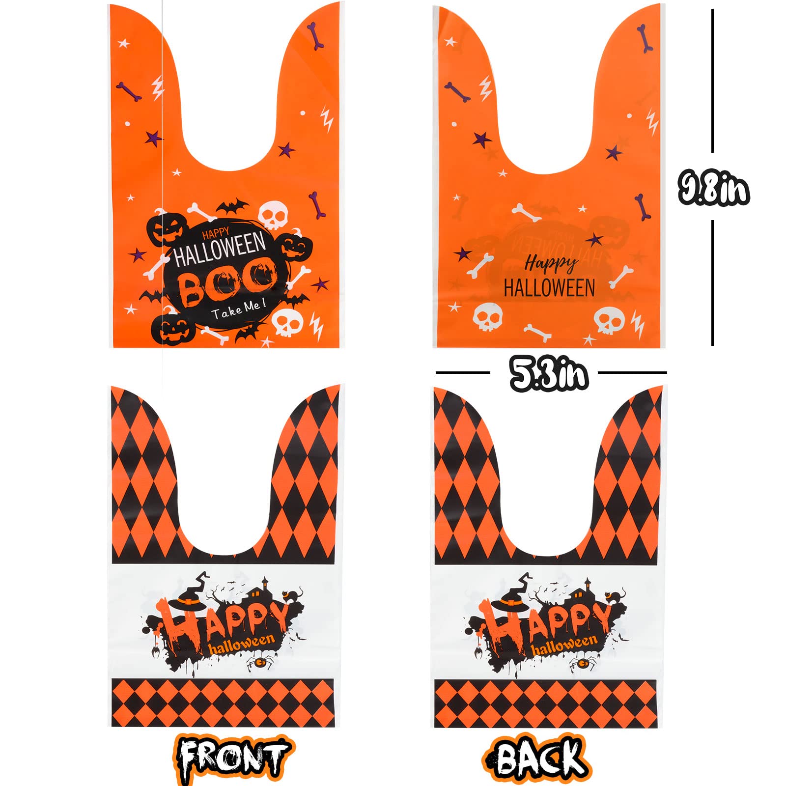 100-Pack Halloween Cellophane Candy Bags With Twist Ties – Orange & Black Treat Bags For Parties