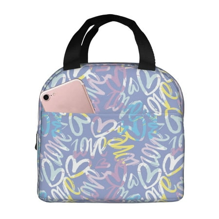 Insulated Lunch Bag for Women Men - colourful Abstract doodle pattern Leakproof Cooler Lunch Box for Women Men  Lunch Tote Bags for Work School Picnic Travel