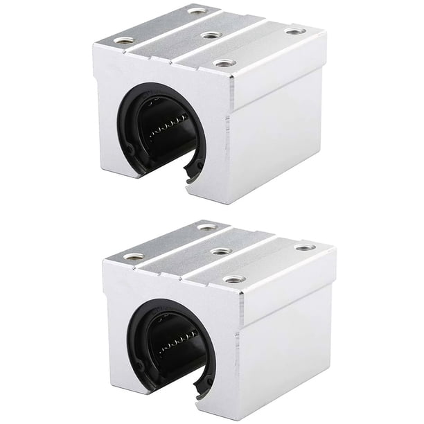 Scienceny Deslizador lineal de tipo abierto SBR20UU, 2 uds., bloque deslizante de aleación de aluminio plateado, rodamiento lineal, unidad deslizante de Herramientas y ferretería Scienceny TO003711-00
