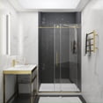 thumbnail image 3 of Madam Series 48 in. x 76 in. Frameless Sliding Shower Door in Brushed Gold, 3 of 8