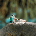 thumbnail image 4 of Marquise Cut Emerald Engagement Ring IN 14K Rose Gold Vermeil- Art Deco Cluster Ring- May Birthstone, 4 of 7