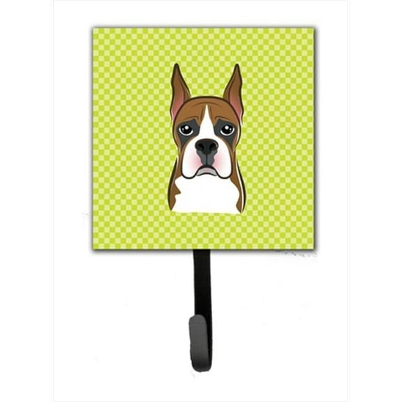 Checkerboard Lime Green Boxer Leash Or Key Holder, 4.25 W x 7 H In.