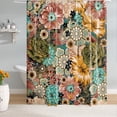thumbnail image 2 of Boho Floral Shower Curtain, Watercolor Boho Chic Flowers Bathroom Shower Curtain, Fabric Waterproof Shower Curtain with 12 Hooks, 72 x 72 Inch, 2 of 6