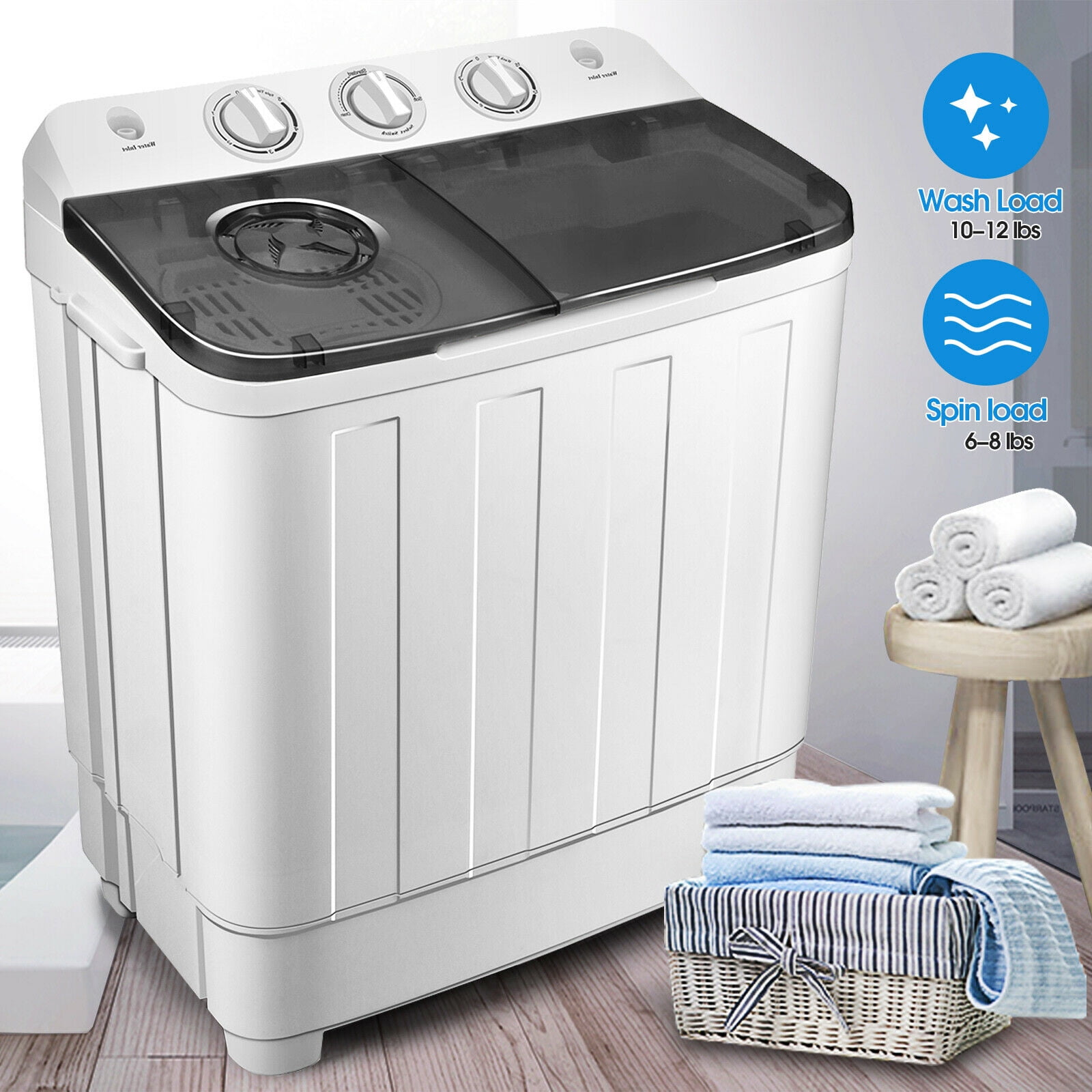 NEW TWIN TUB PORTABLE 230V WASHING MACHINE FOR OUTDOOR GARDEN CAMPING SPIN DRYER 
