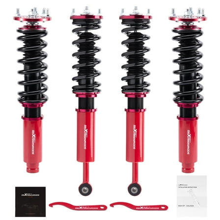 maXpeedingrods Coilovers for Honda Accord Sedan CL7/CL7 2003-2008, for Acura TSX 2004-2008, Height Adjustable Coil-over Suspension Kit, Preset Damping Shock Absorber Struts, Lowering Kit Red