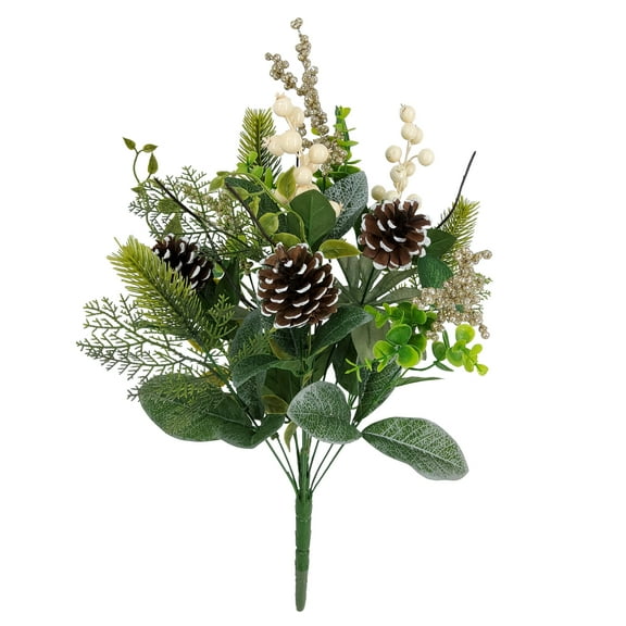 Mainstays 22-Inch Artificial Indoor Mixed Greenery And Berry Bouquet, Green/White