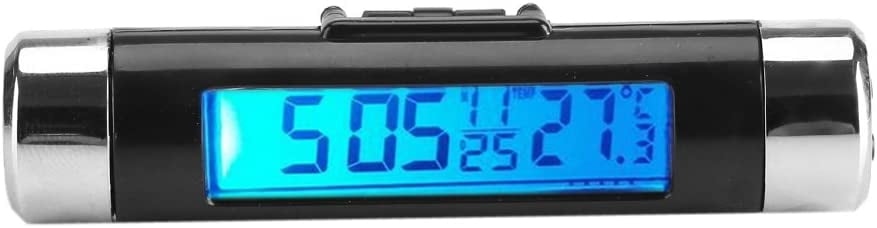 Clip-on Truck Car LCD Thermometer Automotive Digital Backlight Clock Monitor Blue Backlight