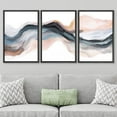 thumbnail image 2 of PixonSign Framed Wall Art Set Pastel Watercolor Blue Brown Ink Wave Smoke Landscape Abstract Canvas Print Nature Wilderness Modern Art Decor Scenic Relax/Calm for Bedroom - 24"x36"x3 Panels Black, 2 of 5