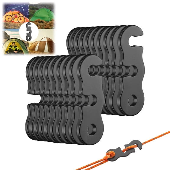 WuPing Camping Aluminum Alloy Tent Guyline Cord Adjuster Umbrella Rope Buckle Tent Rope Accessories S-Type 20 Pack