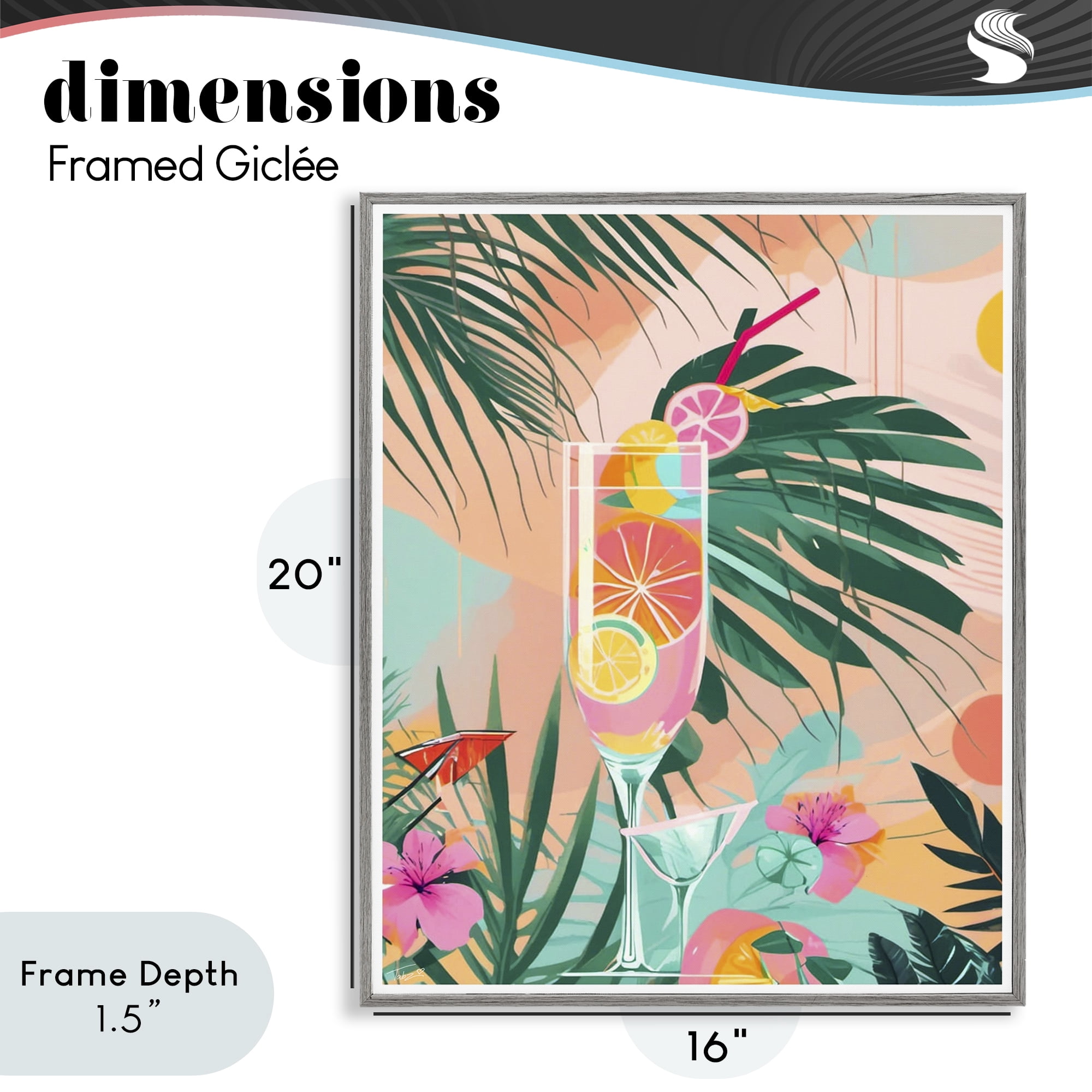 Stupell Industries Jungle Lemonade Cocktail Gray Framed Giclee Art, design by Tabz Jones