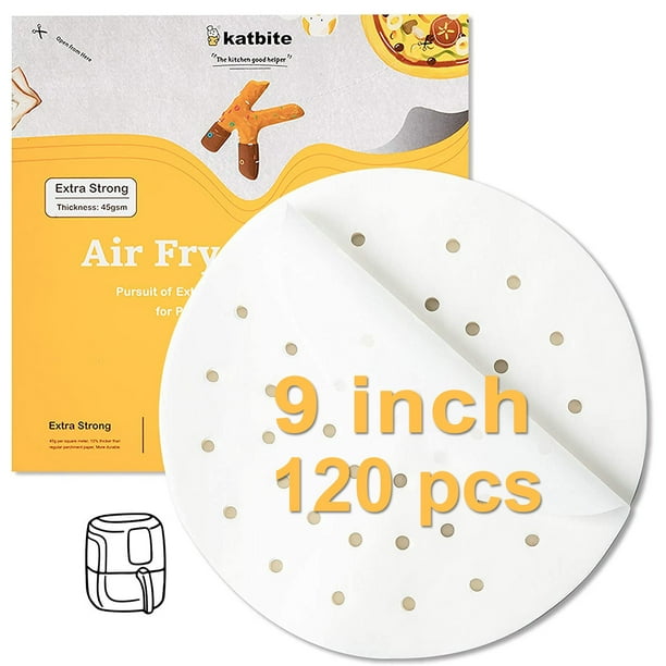 Katbite 9 Inch Air Fryer Liners Round Perforated Parchment Paper