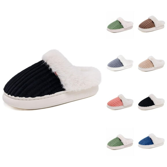 Fuzzy Slippers for Women Men 2025 Winter Cozy Fleece Lined Warm Slip On Slippers Indoor House Shoes