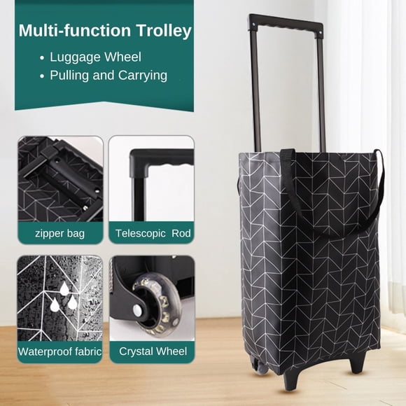 Jiarui Carrito de Compras Plegable Portátil con Ruedas, Carrito de Compras Portátil, Carrito Telescópico