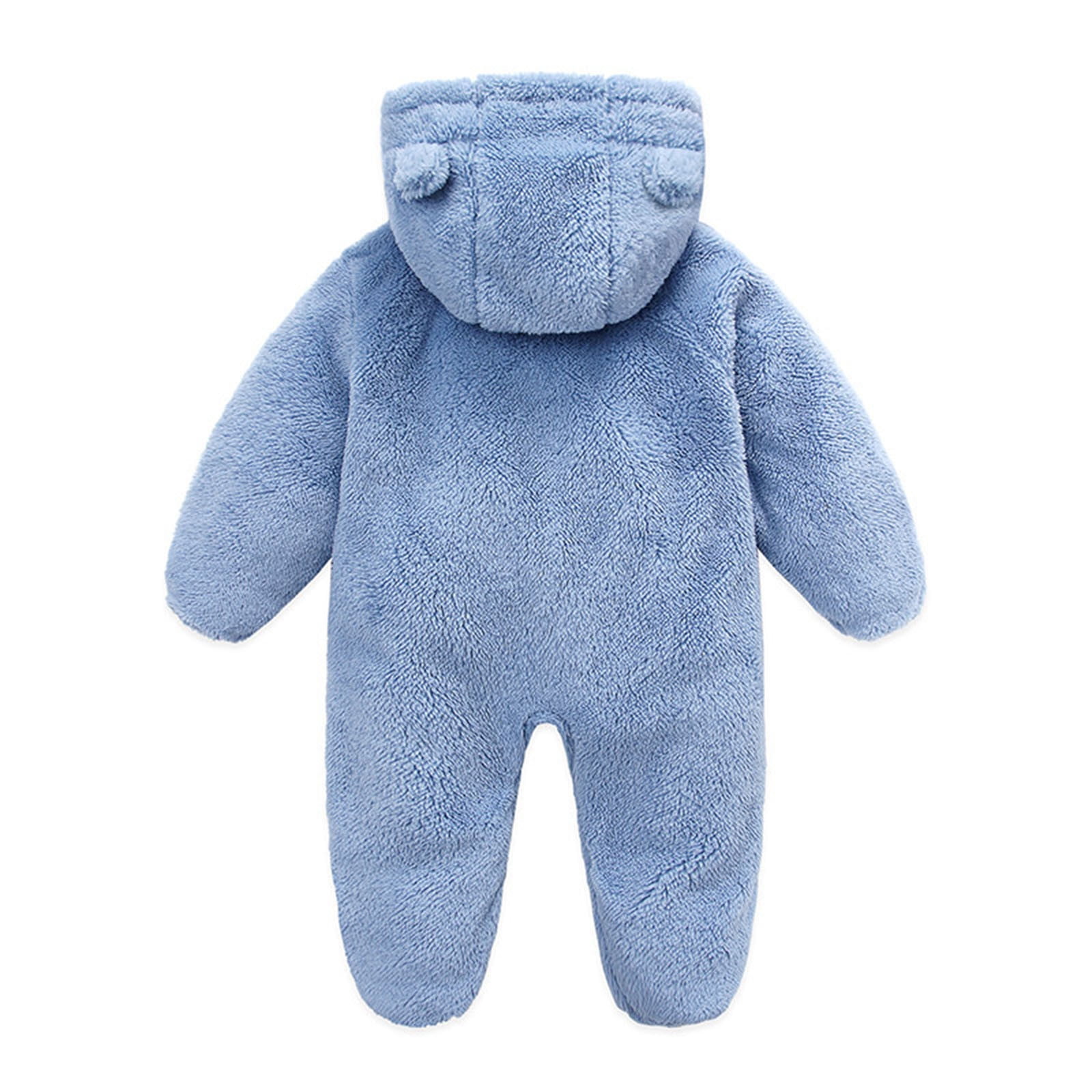 Busydd 2PC Baby Girl Clothes Solid Color Unisex Baby Boy Clothes 0-12 Months Warm Winter Fleece Baby Girl Romper Infant Newborn Long Sleeve Fuzzy Rompers Hooded Zip Up Onesie