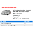 thumbnail image 2 of Left Headlight Assembly - Compatible with 2008 - 2014 Dodge Avenger 2009 2010 2011 2012 2013, 2 of 2