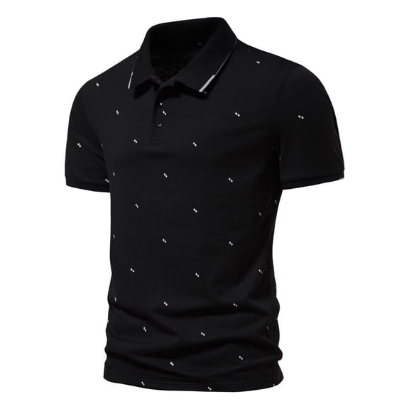 Sngxgn Men's Short Sleeve Polo Shirt(Black,L)