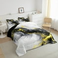 thumbnail image 4 of Yellow Black Marble Full Bedding Sets Watercolor Marbling Comforter Set, Stone Pattern Down Comforter Modern Abstract Art Bedding Comforter Sets, Retro Ink Painting Duvet Insert, 4 of 6