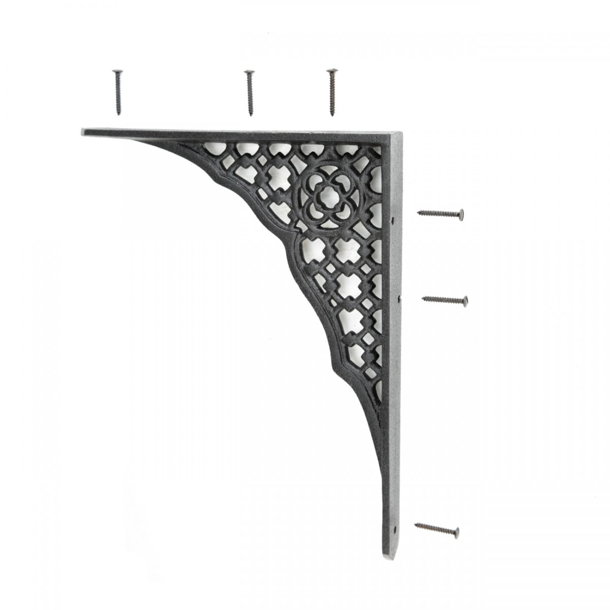 Renovators Supply Floating Shelf Brackets Pair 7" x 8-3/4" Black Aluminum Victorian Brackets for Shelves w/Screws