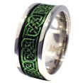 thumbnail image 3 of Green Celtic Spinner Ring Norse Anti Anxiety Viking Band Unisex Fantasy Forge Jewelry, 3 of 5