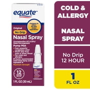 Equate Original No Drip Nasal Spray Oxymetazoline HCl 0.05% Nasal Decongestant, Maximum Strength, 12 Hour, 1 fl oz, Compare to Afrin® No Drip Active Ingredient