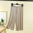 thumbnail image 2 of FUNUONY Pajama Capri Pants for Women Soft Comfy Pajama Bottoms Casual Stretch Wide Leg Pants Lightweight Lounge Cropped Pants Half Shorts for Under Dresses Half Culotte Shorts Split Skirt Beige L, 2 of 3