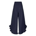 thumbnail image 4 of EDFBUYKRS Female Women Pants Casual Pants for Women Jeans Flare Women Linen Pants Summer Wide Leg Pants Smocked Waist Ruffle Hem Palazzo Pants Boho Flowy Beach Pants with Pocket Xl, 4 of 8