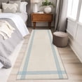 thumbnail image 4 of 2'x6' Rug Runners for Hallways Kitchen, Blue Striped Non Slip Entryway Beside Floor Carpet Runner, Farmhouse Beige Geometric Minimalist Washable Laundry Room Bedroom Throw Rugs Mat for Family Pet, 4 of 8