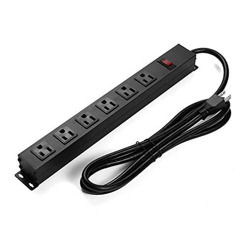 6-Outlet Surge Protector Power Strip+3 Prong Pin AC Power Cord Cable for PC Desk 