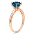 thumbnail image 4 of 1 ct Round Cut Natural London Blue Topaz Solitaire 18K Rose Gold Womens Engagement Ring, 4 of 5