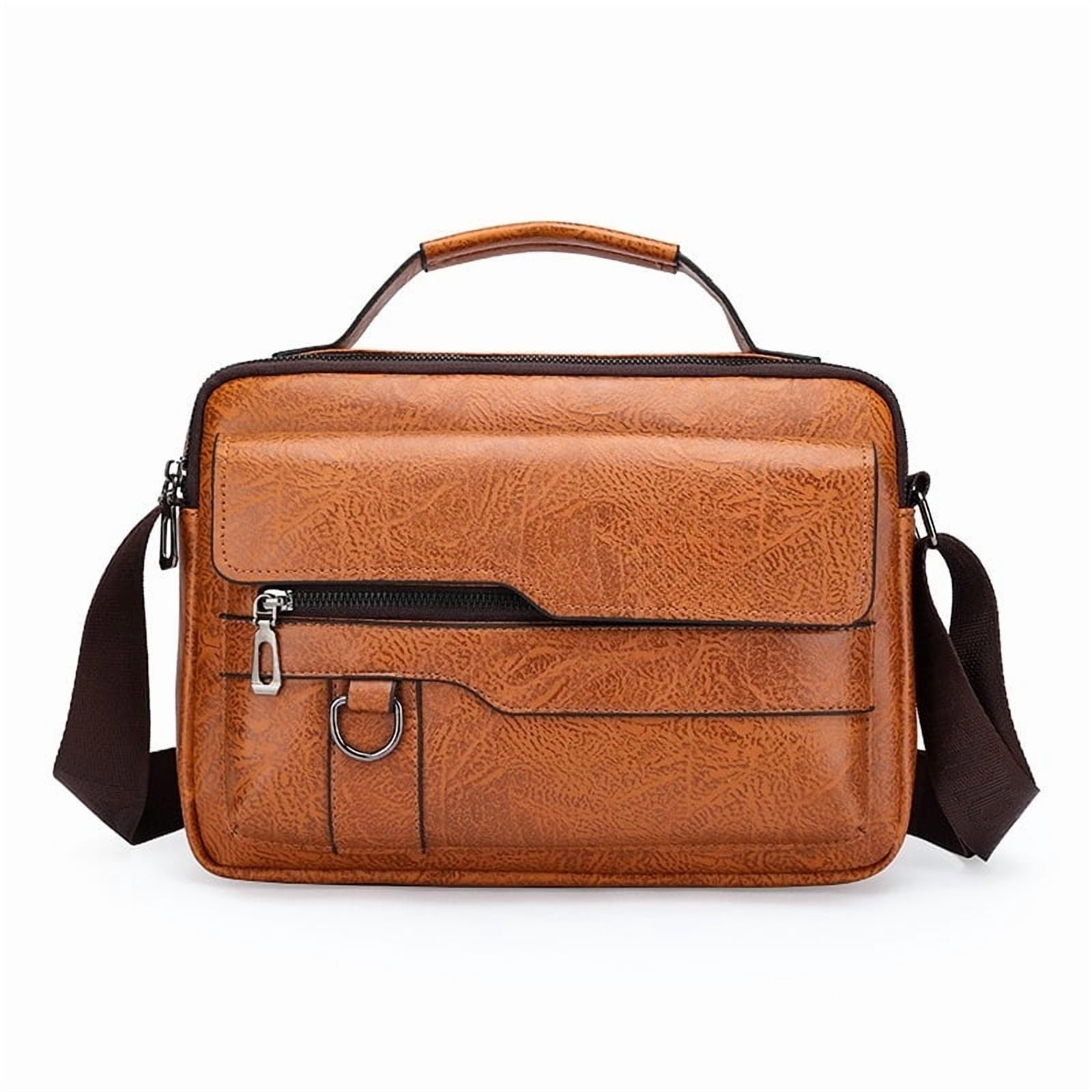 Men'S Leather Handbag Briefcase Large Capacity Cross Messenger Casual Business Tote Square Card Wallets Crossbody Shoulder Bag