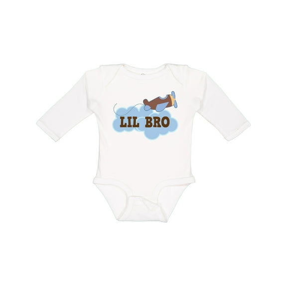 Inktastic Lil Bro Airplane Boys Pilot Brother Boys Long Sleeve Baby Bodysuit