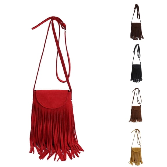 XINXIAOO Bohemian Fringe Messenger Bag, Crossbody Phone Purse with Adjustable Strap