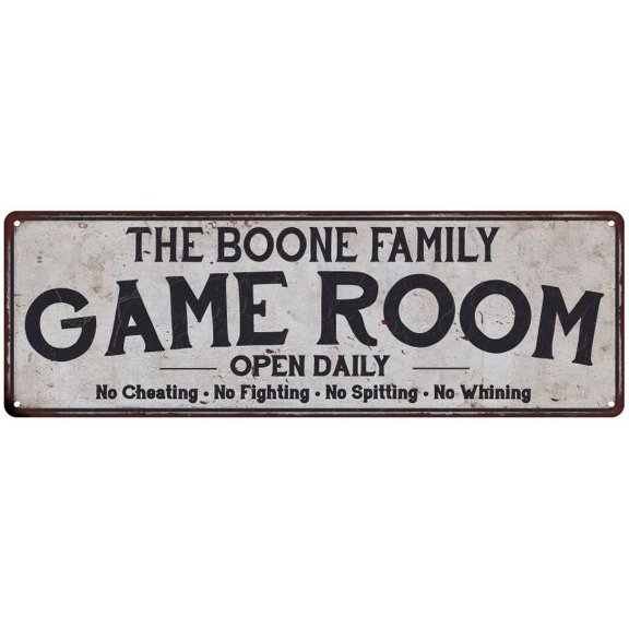 THE BOONE FAMILY Game Room Country Metal 8x24 Sign 108240042273