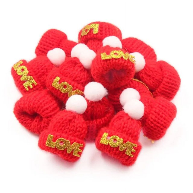 3 unids/pack pequeño sombrero de Navidad tejido gorro de Papá Noel para ropa fiesta decoración del hogar DIY accesorios de tocado hechos a mano