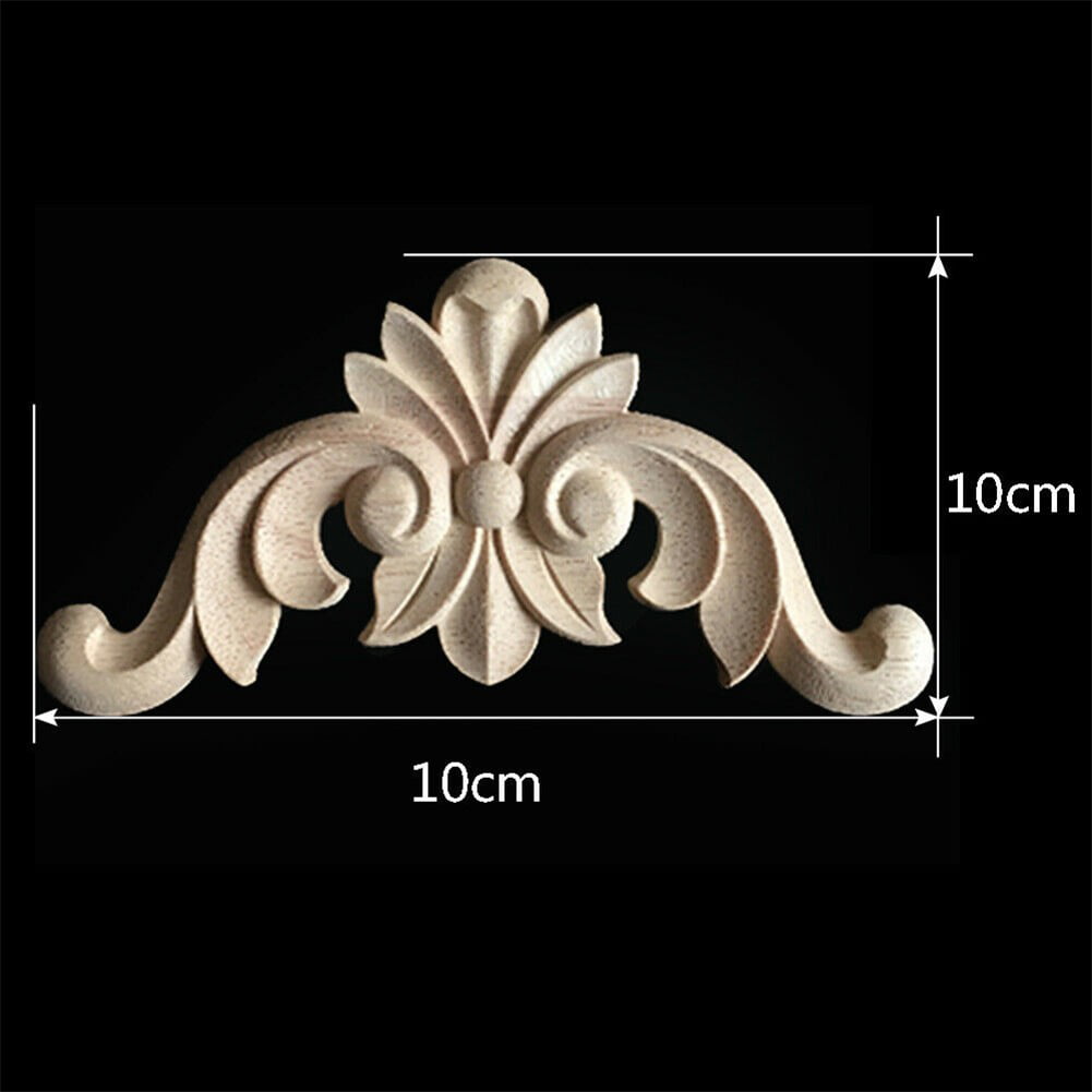 Wall Floral Wood Mirror Bookcase Carved Decal Onlay Applique DIY Mouldings Decor 