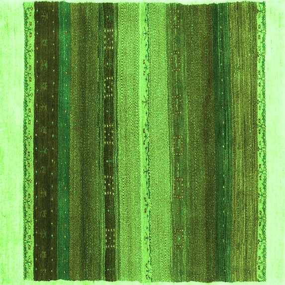 Ahgly Company Indoor Square Abstract Green Contemporary Area Rugs, 4' Square
