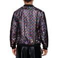 thumbnail image 3 of Shiny Sequin BomberJacket for Men's Zip Up Party Disco Metallic Varsity Jackets M Multicolor, 3 of 5
