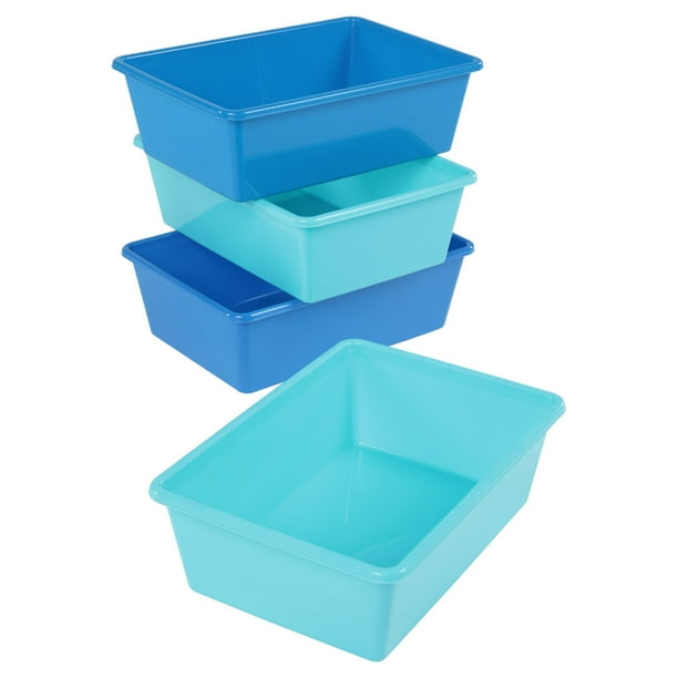 Humble Crew Large Plastic Storage Bins, Set of 4, Blue/Teal Walmart