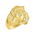 thumbnail image 4 of RYLOS 14K Yellow Gold Lion Head Ring Diamonds in Eyes & Gemstones in Mouth Fun Designer Rings - Diamond  Jewelry Size 11, 4 of 9