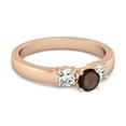 thumbnail image 2 of Mooneye Tri Round Stone 0.10 Ctw Garnet 925 Sterling Silver Rose Plated Women Gift Ring, 2 of 4