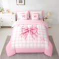 thumbnail image 2 of Manfei Cartoon Pink S Bedding Comforter Set 7 Pieces, Kawaii Princess Bowknot Full Bedding Set, Initial Letter Theme Reversible Fitted Sheet Flat Sheet, Breathable Home Decor, 2 of 7