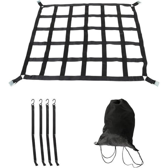 Labwork Heavy Duty Cargo Net, Adjustable Trailer Cargo Net, Cargo Net with S-Hook Fittings, Truck Bed Net, Black (3.5FT x 4.2FT)