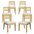 thumbnail image 1 of Modern Dining Chairs Set of 2 – Natural Color Armless Rattan Chairs with Upholstered Linen Seats, Breathable Backrests & Durable Wooden Frames for Home & Restaurant Use, 1 of 8