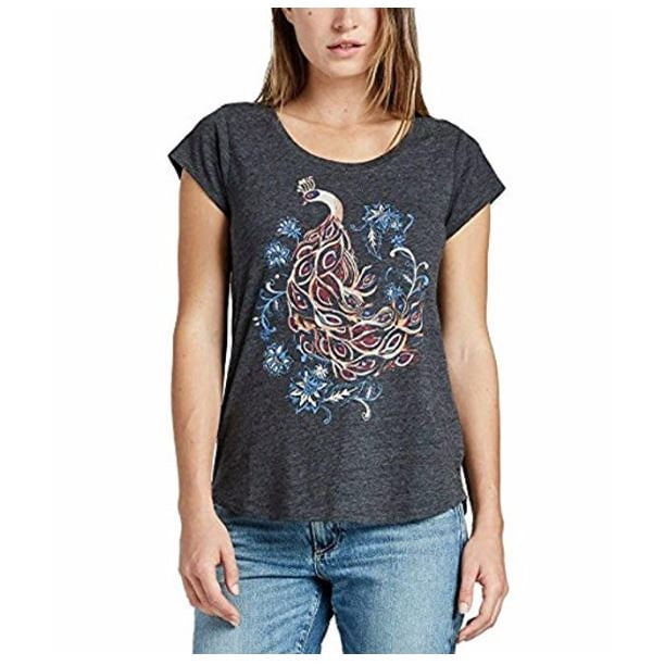 Lucky Brand Lucky Brand Womens Graphic Tee Shirt (Charcoal, Large