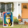 thumbnail image 6 of Durable Cat Decor Cute Cat Garden Flag Fluffy Cat Chic Garden Flag Abstract Shapes Double Colored Garden Decor for Outdoor for Farmhouse Lawn Garden Decoration (28x40inch), 6 of 6