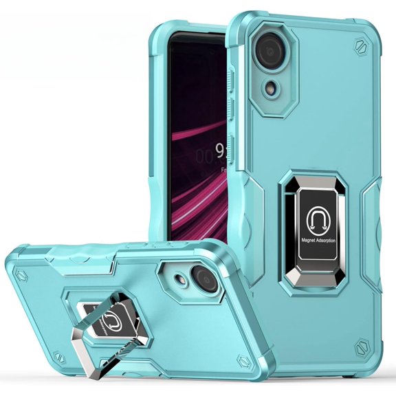 Case for Galaxy A02/M02,Military Grade TPU PC [Built-in Kickstand] Dual-Layer Flag Design Heavy Duty Drop Protection Magnetic Stand Phone Case for Samsung Galaxy A02/M02 (Sky Blue)