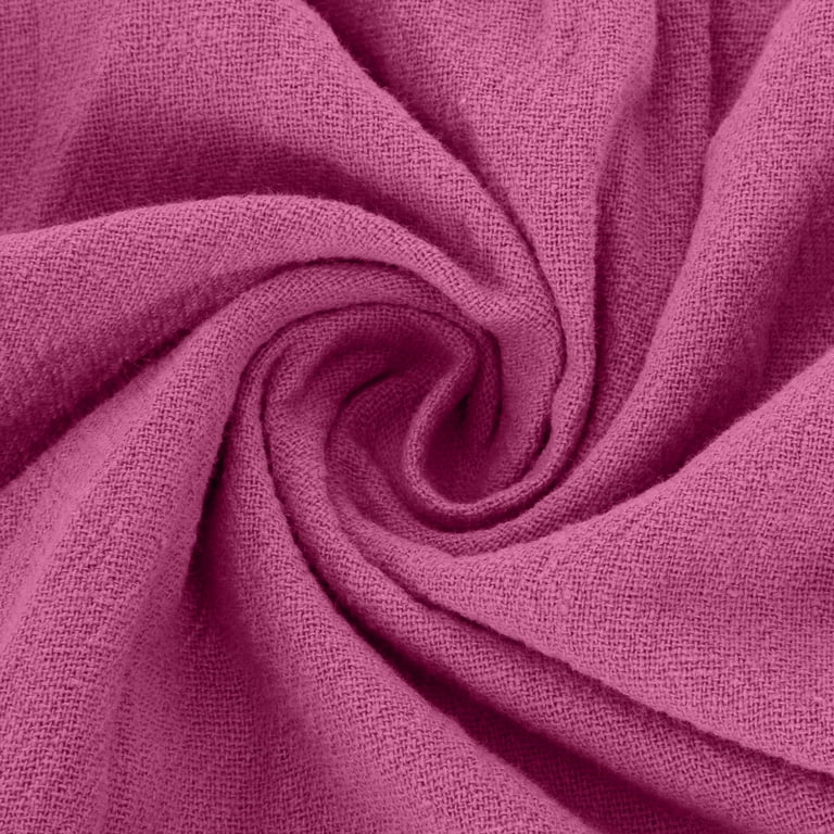 Yutk Engagement Dresses for Women Women's Round Neck Short Sleeved Pleated Solid Cotton Linen Loose Fitting Dress Hot Pink 3Xl