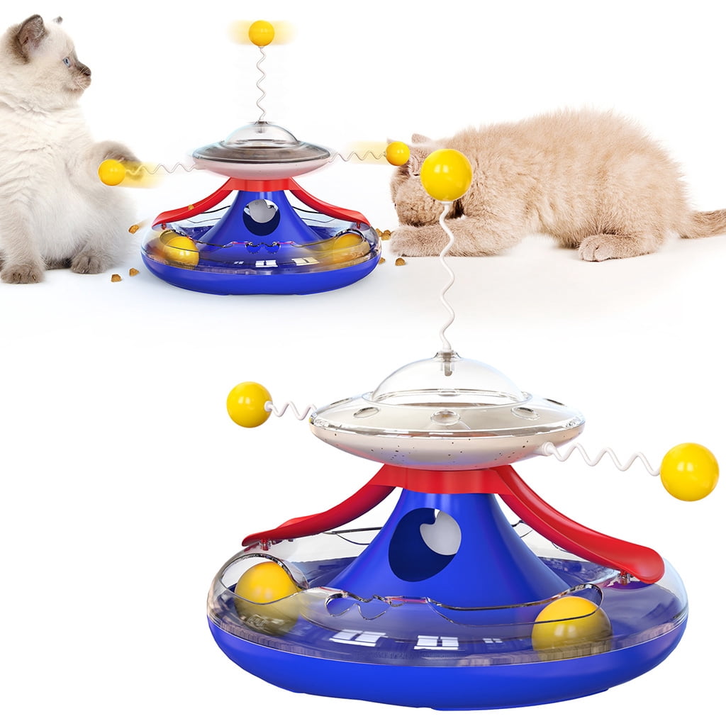 Four-Color Funny Kitten Plush Ball Toys Cats Turntable Funny for Cat Ball Leaking Food Toy Interactive for Cat Toy Durab