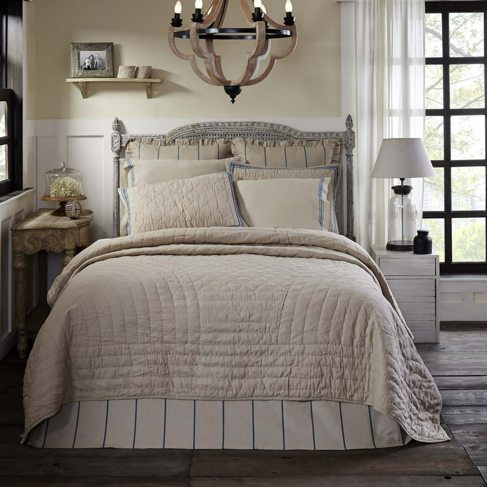 Greige Tan Farmhouse Bedding Charlotte Cotton Linen Blend PreWashed Textured Solid Color